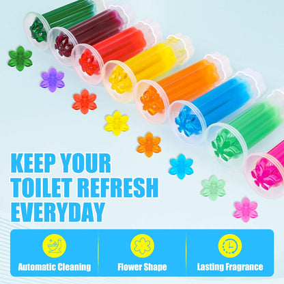 4 Pack Toilet Gel Stamp, 48 Stamps 4 Kinds Of Scent Toilet Bowl Cleaner Gel, Long-Lasting Flowers Shaped Bathroom Freshener, Keeps Toilet Fresh Fragrant and Clean