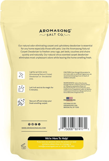 Aromasong Carpet Deodorizer - 100% Natural Carpet Freshener Powder - Safe For Pets - Carpet Powder For Vacuuming - Upholstery Deodorizer - Effective Pet Odor Eliminator For Strong Odor & Pet Urine