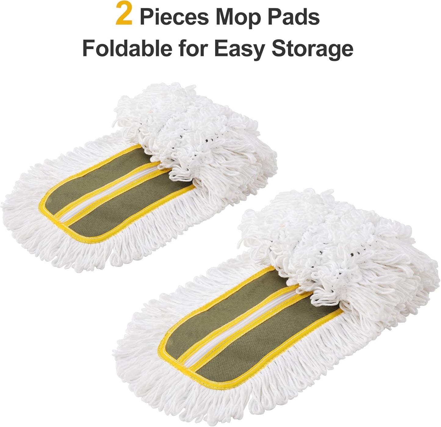 CLEANHOME 24" Commercial Dust Mop for Floor Cleaning, Heavy Duty Sweeper Broom with 2 Microfiber Mop Pads, Wet and Dry Duster Sweeper Broom for Marble, Laminate, Hardwood Floor Cleaning ,Grey