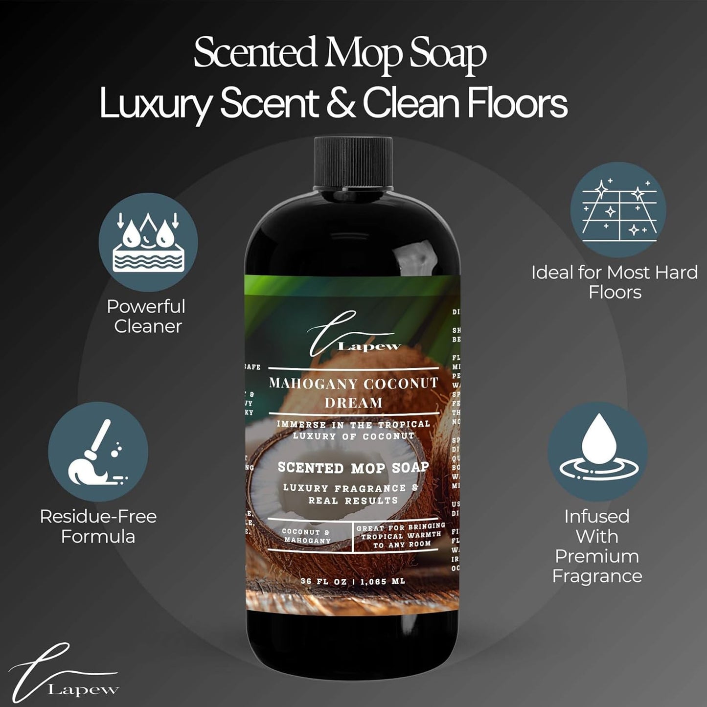 Lapew Black Sea Scented Cleaning Bundle | Carpet Deodorizer Powder (16 oz) & Mop Soap Concentrate (36 oz) | Pet-Friendly Odor Eliminator - Colors A