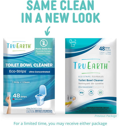 Tru Earth Toilet Bowl Cleaner Eco-Strips | Plastic Jug-Free, Septic-Safe For Cleaning | Easy to Use | 48 Strips