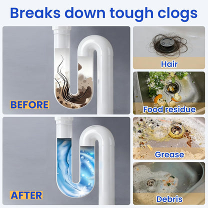 Sink Drain Clog Cleaner 400g: Upgraded Powerful Unclogger for Kitchen Sink, Bathroom Tub and Shower Drain, Effective Clog Remover
