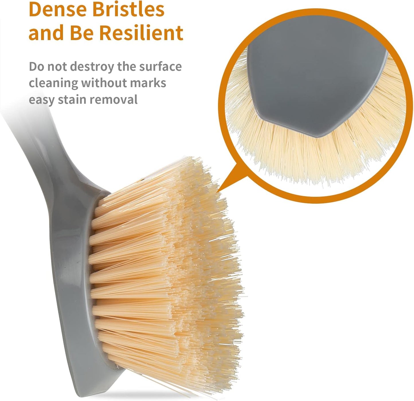 2 Pack Kitchen Dish Brush Bamboo Handle Dish Scrubber Built-in Scraper, Scrub Brush for Pans, Pots, Kitchen Sink Cleaning, Dishwashing and Cleaning Brushes are Perfect Cleaning Tools, White