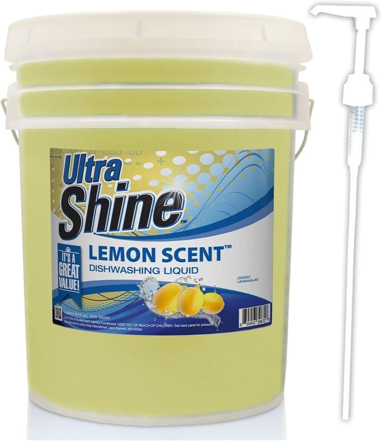 Ultra Shine 3X Platinum Bulk Dishwashing Liquid, Powerful Grease Remover, 5-Gallon - Concentrated Dish Cleaner Soap for Commercial Kitchens, Restaurants & Home Cleaning, Gentle on Hands & Skin
