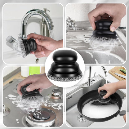 Onewly Cast Iron Scrubber and Scraper, Chain Mail Scrubber Cast Iron for Cleaning Dishes, Stock Pots, Pans, Griddles, Grills, Dish Scouring Pads