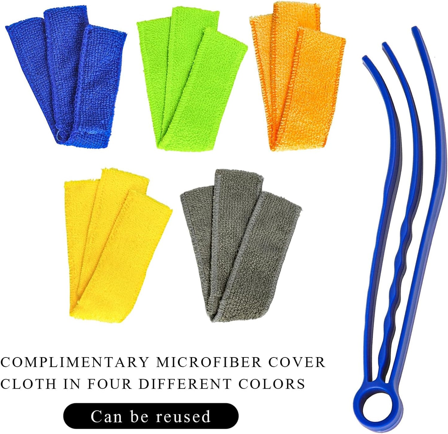 Window Blind Cleaner Duster Brush, Blind Duster Brushes with 5 Washable Microfiber Sleeves, Cleaner Brush Tools for Window Blinds Air Conditioner Vents, Car Accessories