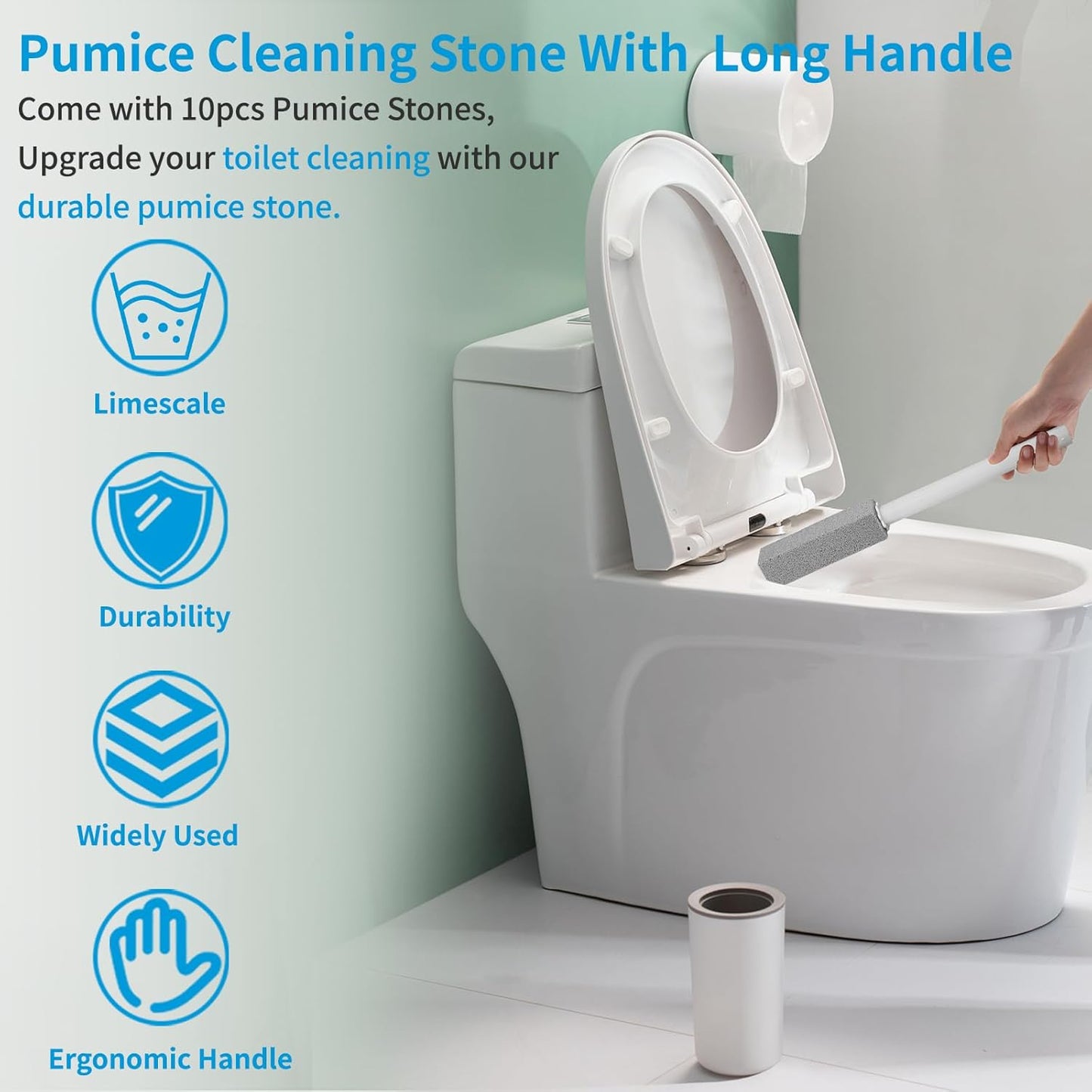 5 Packs Pumice Cleaning Stone with Extra Long Handle, Pumice Stone for Toilet Bowl Clean for Cleaning Toilets, Bathtubs, Grills, Swimming Pools, Sinks