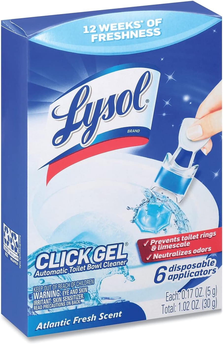 Lysol Click Gel Automatic Toilet Bowl Cleaner, Toilet Gel Stamp, Toilet Freshener, Bathroom Essentials, Refreshing Mango & Hibiscus Scent, 6 Count (Pack of 1)