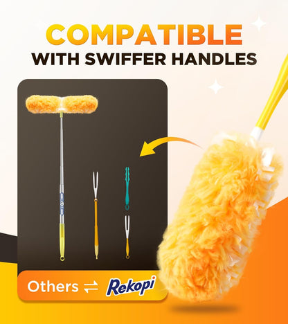 Heavy Duty Duster Refills for Swiffer Duster, 20 Count Duster Refills with 1 Handle, Multisurface 360° Dusters with 4X Microfibers, Unscented Disposable Dusters for Cleaning