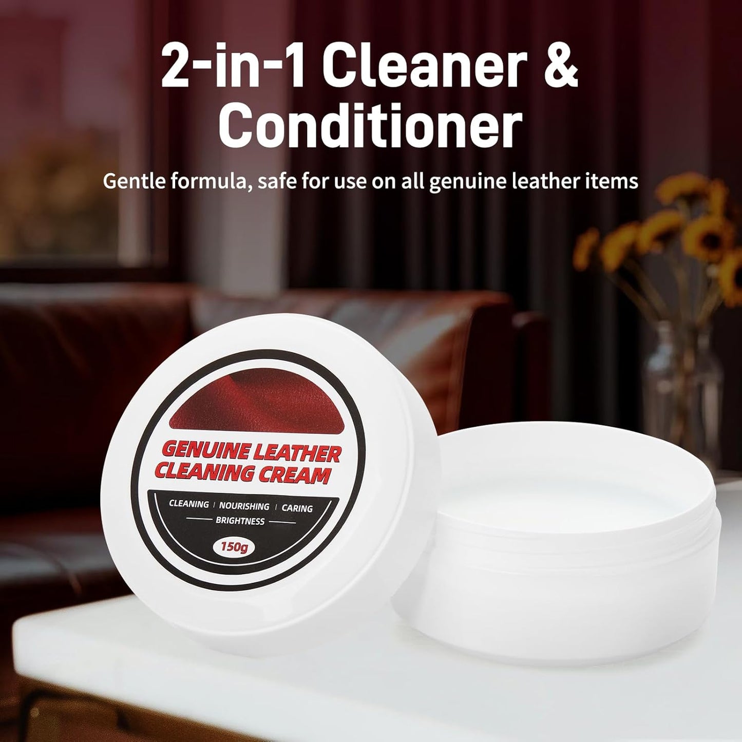 Leather Cleaner Cream & Repair Cream， Leather Cleaner and Conditioner for Car Seats and Interiors -Use on Repair Conditioning Salve for Furniture,Couches,Car Interiors,Shoes,Purse Bags (150g)