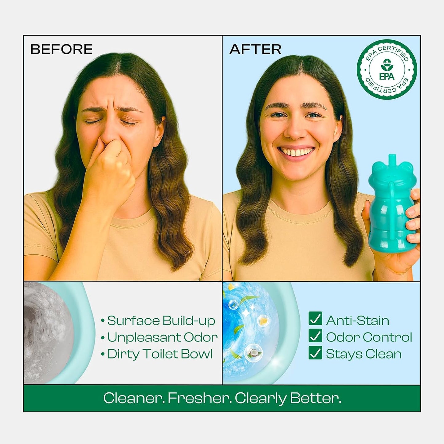 PurityNest Toilet Bowl Cleaners, Automatic Long-Lasting Tank Cleaner Bottles with Light Fresh Scent, Easy to Use for Home & Office Cleaning, Blue