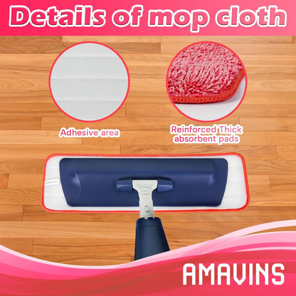 3 Pack Microfiber Reusable Mop Pads, Wet/Dry Floor Cleaning Refill Mop Pads, Spray Mop Hard Wood Floor Mop Pads Refills, Machine Washable Power Mop Pads Replacement