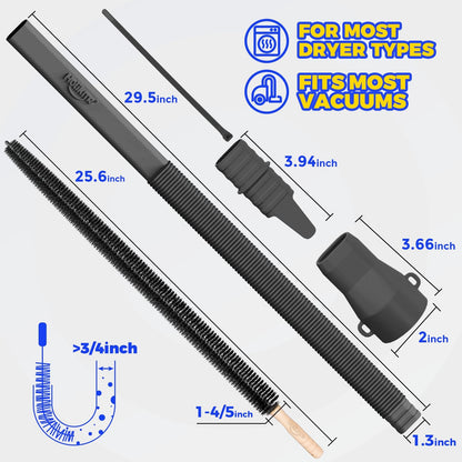 Holikme Dryer Vent Cleaner Kit 2 Pieces - Upgraded Dryer Lint Screens Cleaner Brush Part,Compatible with Most Vacuum Cleaner,Vacuum Hose Attachment & Refrigerator Coil Brush,Quickly Lint Remove,Blue