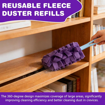 Duster Refill Reusable Fleece Duster Refills, Heavy Duty Feather Dusters Refills Washable Cleaning Pads for Home, Blinds, Car, Pet, Furniture, Fans (5 Pack-Mixed Color)