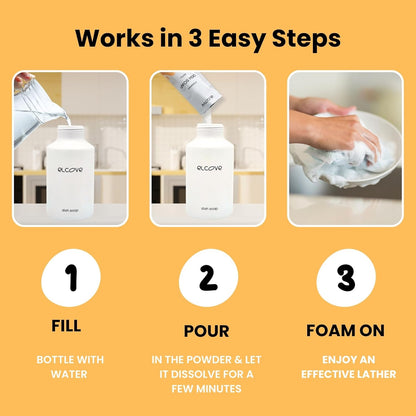 Foaming Dish Soap Refill Eco Friendly (5pk), Concentrated Powder Refills Make 5 Bottles x 12oz each of Non Toxic Dishwashing Soap or Dish Soap Spray, Plastic Free, Septic Safe