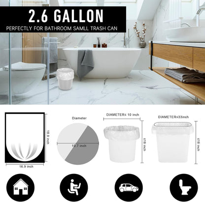220Counts Small Trash Bags 4 Gallon, Flexible & Durable Small Garbage Bags, Unscented & Easy Tearing 4 Gallon Trash Bag for Kitchen, Bathroom, Bedroom, Office, Transparent,0.3Mil