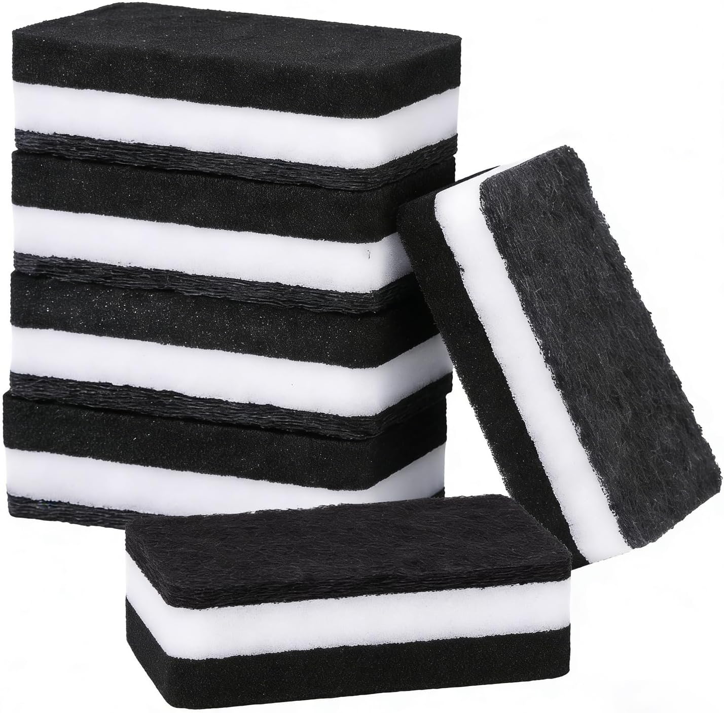 Dish Sponges for Kitchen, Individually Wrapped Dishwashing Sponges, Non Scratch Scrub Sponges for Dishes, Pots, Pans and Sink, Multipurpose Cleaning (Black and White)