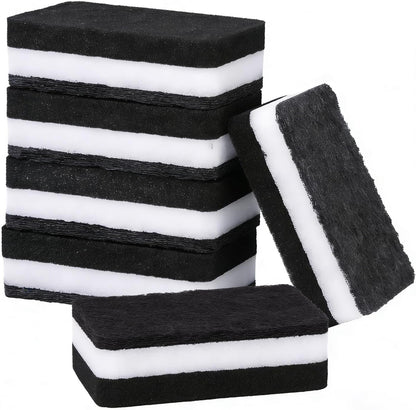 Dish Sponges for Kitchen, Individually Wrapped Dishwashing Sponges, Non Scratch Scrub Sponges for Dishes, Pots, Pans and Sink, Multipurpose Cleaning (Black and White)