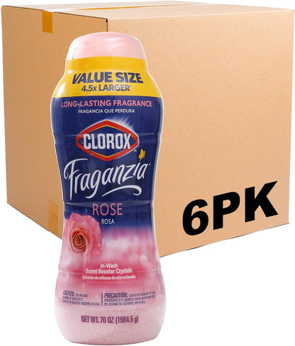 Clorox Fraganzia Laundry Scent Booster Crystals, In-Wash Fragrance Beads for Fresh-Smelling Clothes & Linens, Safe for All Fabrics & Colors, Easy-Pour Bottle, Vanilla Scent, 18 Oz, 2 Pack