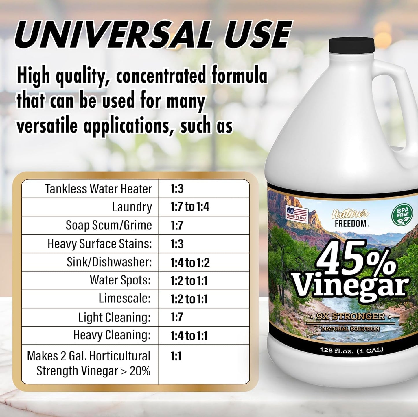 Nature's Freedom 45% Vinegar (2 Gallon)