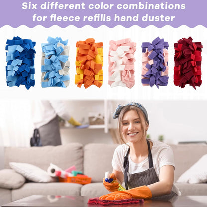Zubebe 12 Pcs Duster Refill Reusable Fleece Duster Refills Feather Flat Dusters Multi Surface Washable Cleaning Pads Tools for Home, Blinds, Car, Pet, Furniture, Fans (Dark Color)