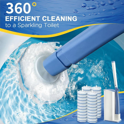 ROUNDSQUARE Disposable Toilet Bowl Cleaner with 40 Disinfecting 5X Power Refill Heads, Wands, Storage Caddy, Cleaning System Starter Kit