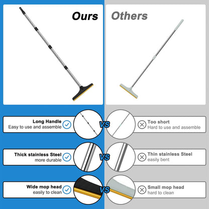 5FT Carpet Rake Pet Hair Remover, Reusable Carpet Rake with Telescopic Handle for Pet Hair Removal Tool Dog Cat Fur Remover Broom for Rugs, Mats, Beds, Stairs (Blue)