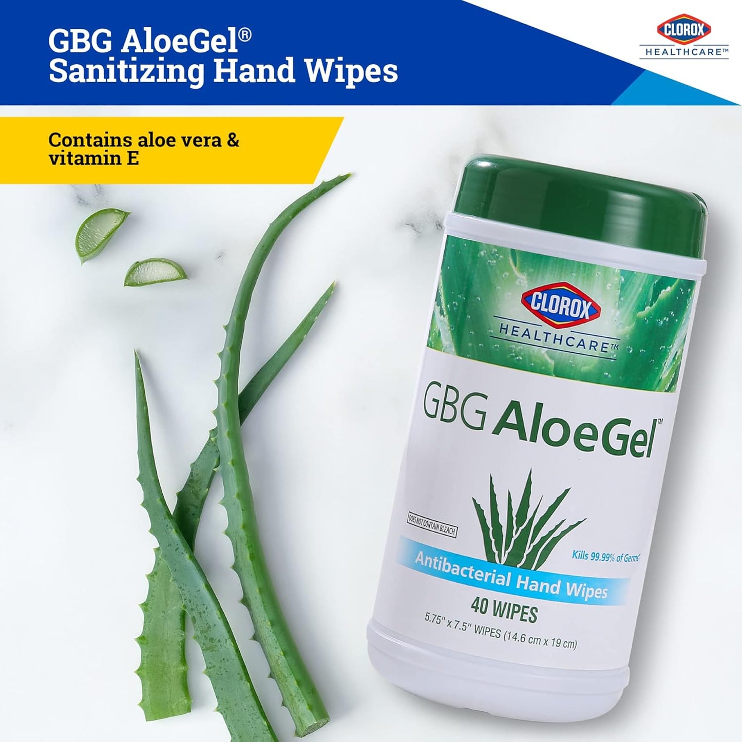 Clorox Healthcare GBG AloeGel Hand Sanitizer Wipes, Bleach-Free Sanitizing Wipes for Hands with 71% Ethyl Alcohol and Aloe - FDA Registered, Resealable Travel Pouch, 20 Count