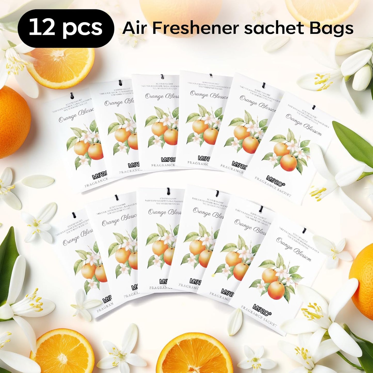 MYARO 12 Pack Fresh Linen Scented Sachets for Drawer, Closet & Car Air Freshener Bags | Odor Eliminator & Fabric Refresher | Crisp, Clean Home Fragrance Gift Set