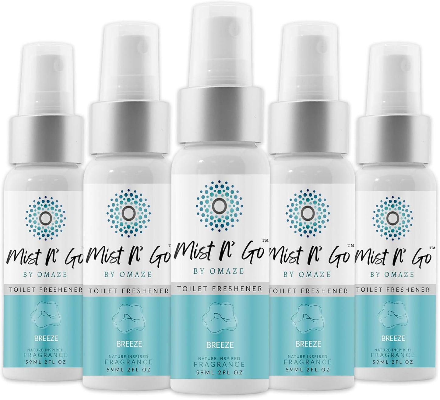 Mist N’ Go by Omaze Travel Bathroom Spray for Toilet Spray Odor Eliminator - Travel Toilet Spray for Bathroom Air Freshener Spray for Bathroom Deodorizer - Clean Mix, Travel Size (1oz x2)