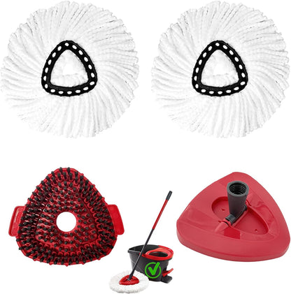 6Pcs Mop Heads Replacement,Spin Mop Replacement Head Compatible with Cedar Easywring 1-Tank System,Including 4 Spin mop Replacement Heads,1 Brush Head and 1 Base(Machine Washable & Easy to Replace)