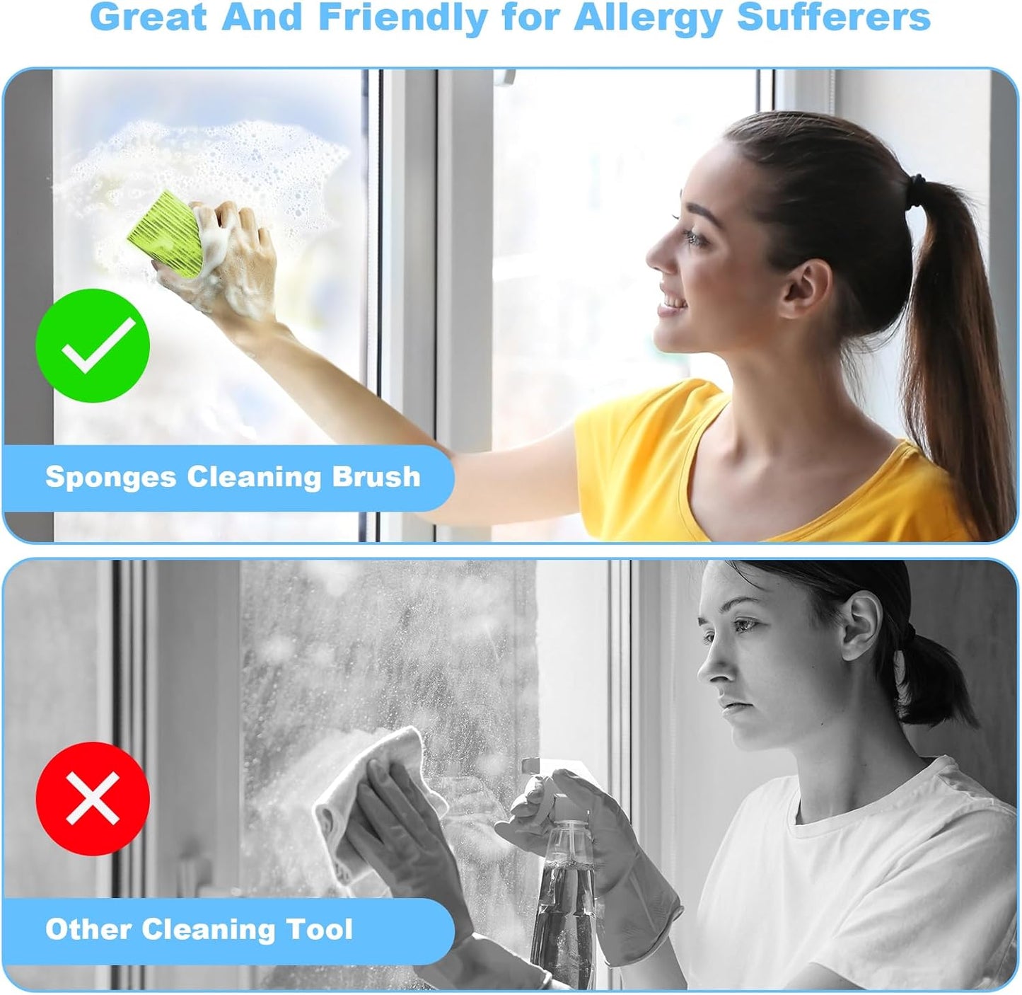 2-Pack Damp Duster Sponge for Clean, Magic Sponge Eraser Baseboard Cleaner Tool, Dusters for Cleaning Blinds, Glass, Vents, Railings, Mirrors,Window Track Grooves and Faucets
