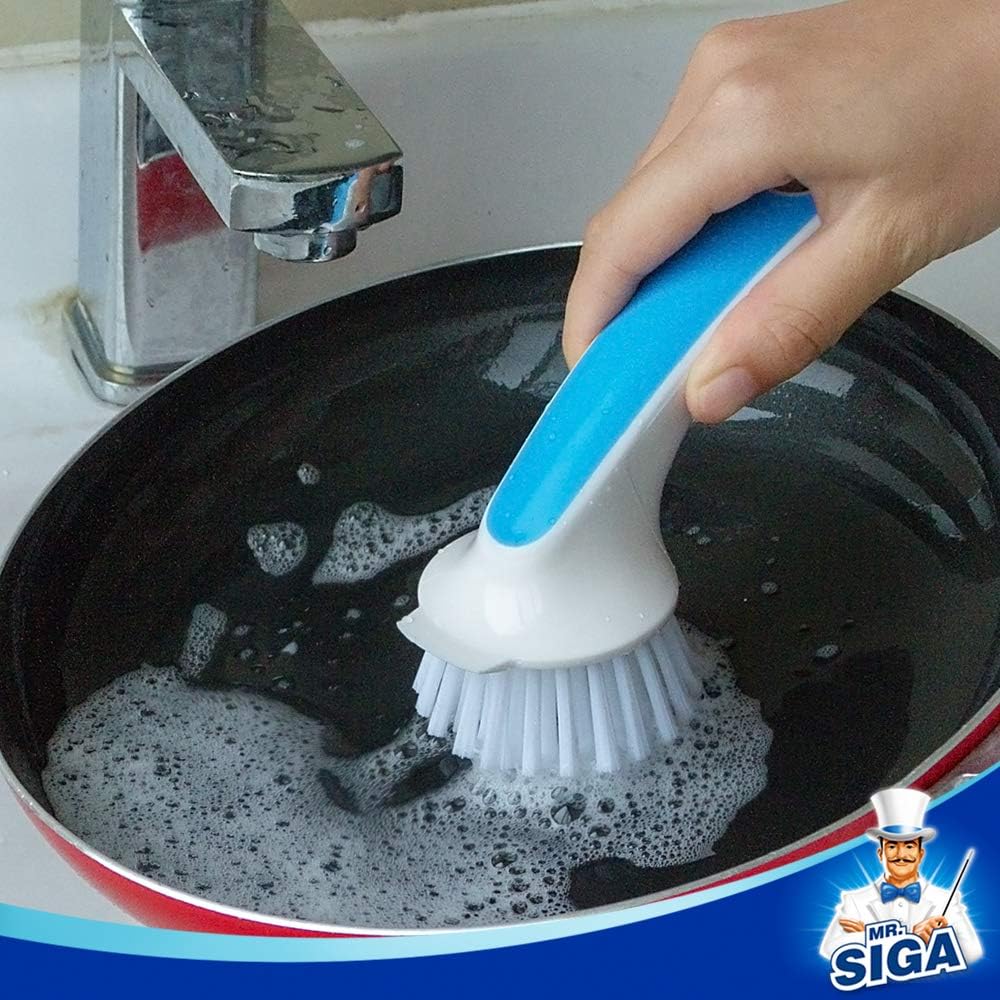 MR.SIGA Pot and Pan Cleaning Brush, Dish Brush for Kitchen, Pack of 2