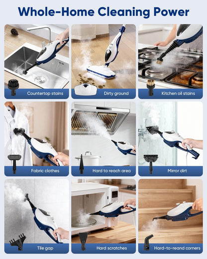 CYK Steam Mops for Floor Cleaning, 12 in 1 Handheld Steam Cleaner for Home, Floor Steamer for Hardwood Floors and Tile (Purple-grey)