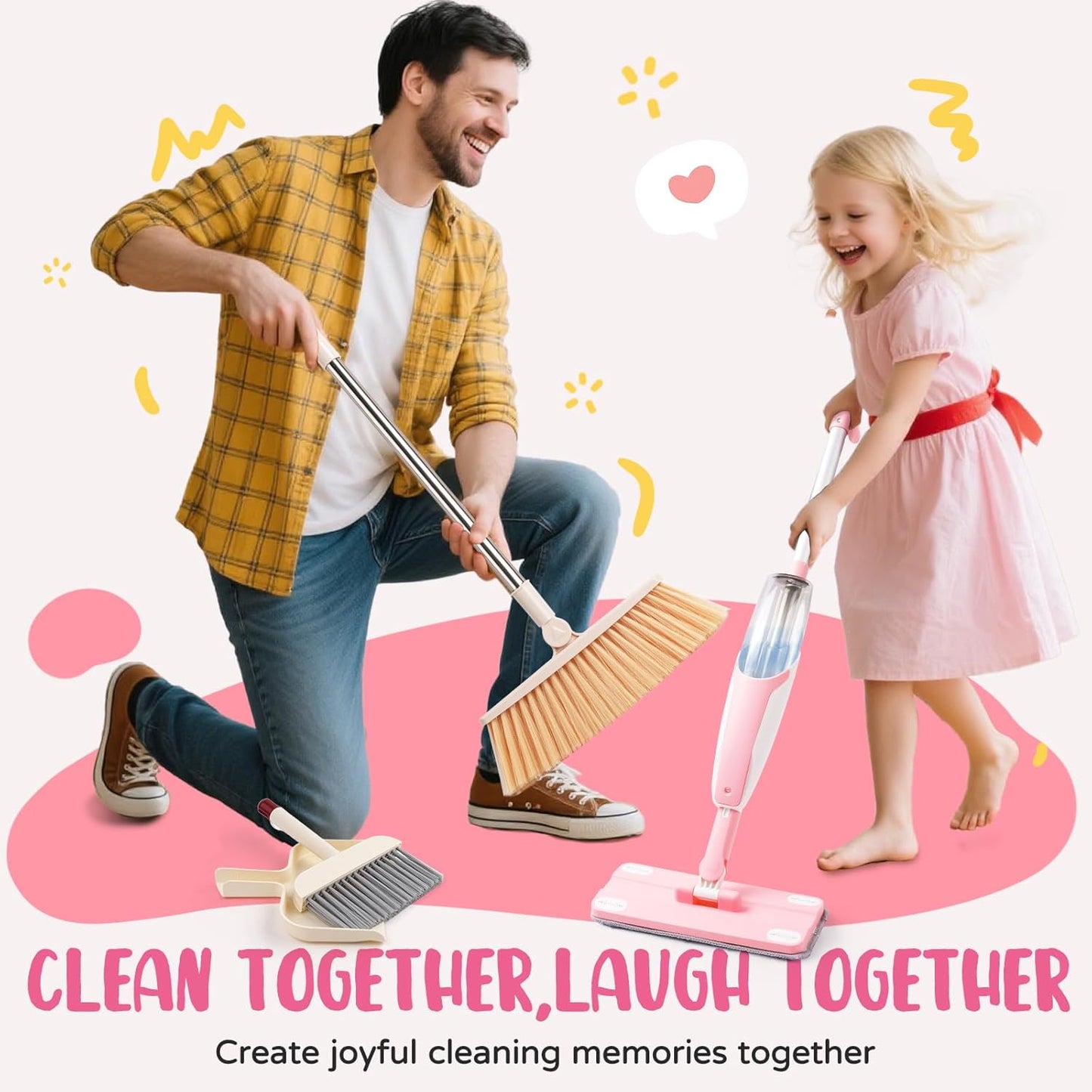 Toddler Spray Mop-Montessori Toys Mini Size Cleaning Mini Mop that Really Spray -Kid Pretend Play Toys Gift for Toddlers Girls Boys