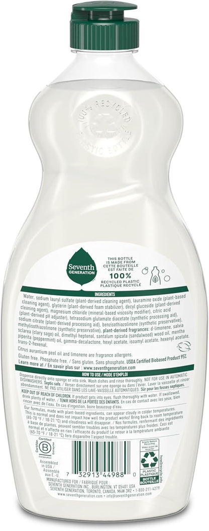Seventh Generation Dish Liquid Soap Free & Clear liquid soap Pack of 6 Dishwashing Soap Dish Soap for sensitive skin 19 oz