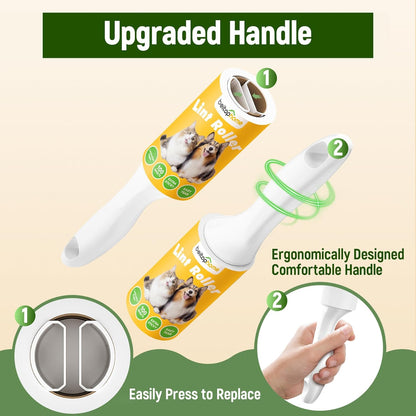Extra Sticky Lint Roller for Pet Hair, 600 Sheets with 2 Reinforced Handles, Heavy Duty Lint Roller for Clothes, Couch, Furniture & Car