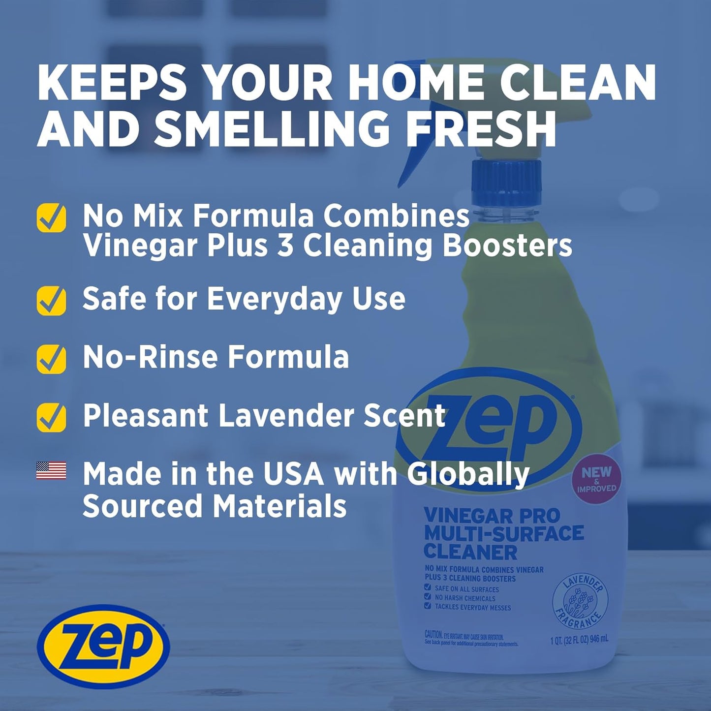 Zep All-Purpose Cleaner With Vinegar - 1 Gallon (Case of 4) R48410 - Gentle for Everyday Use