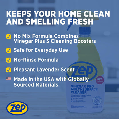Zep All-Purpose Cleaner With Vinegar - 1 Gallon (Case of 4) R48410 - Gentle for Everyday Use