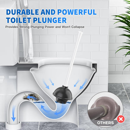 LOVLOY Toilet Plunger and Brush, Bowl Brush and Heavy Duty Toilet Plunger Set with Ventilated Holder, 2-in-1 Toilet Brush and Plunger Combo for 5.3-inch Toilet Drain Bathroom Cleaning (Black)