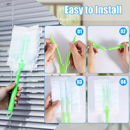 30PCS Disposable Dusters Refills Compatible with Swiffer,180 Degree Electrostatic Disposable Replacement Head for Home,Office,Ceiling Fans,Blinds and Furniture Dusting
