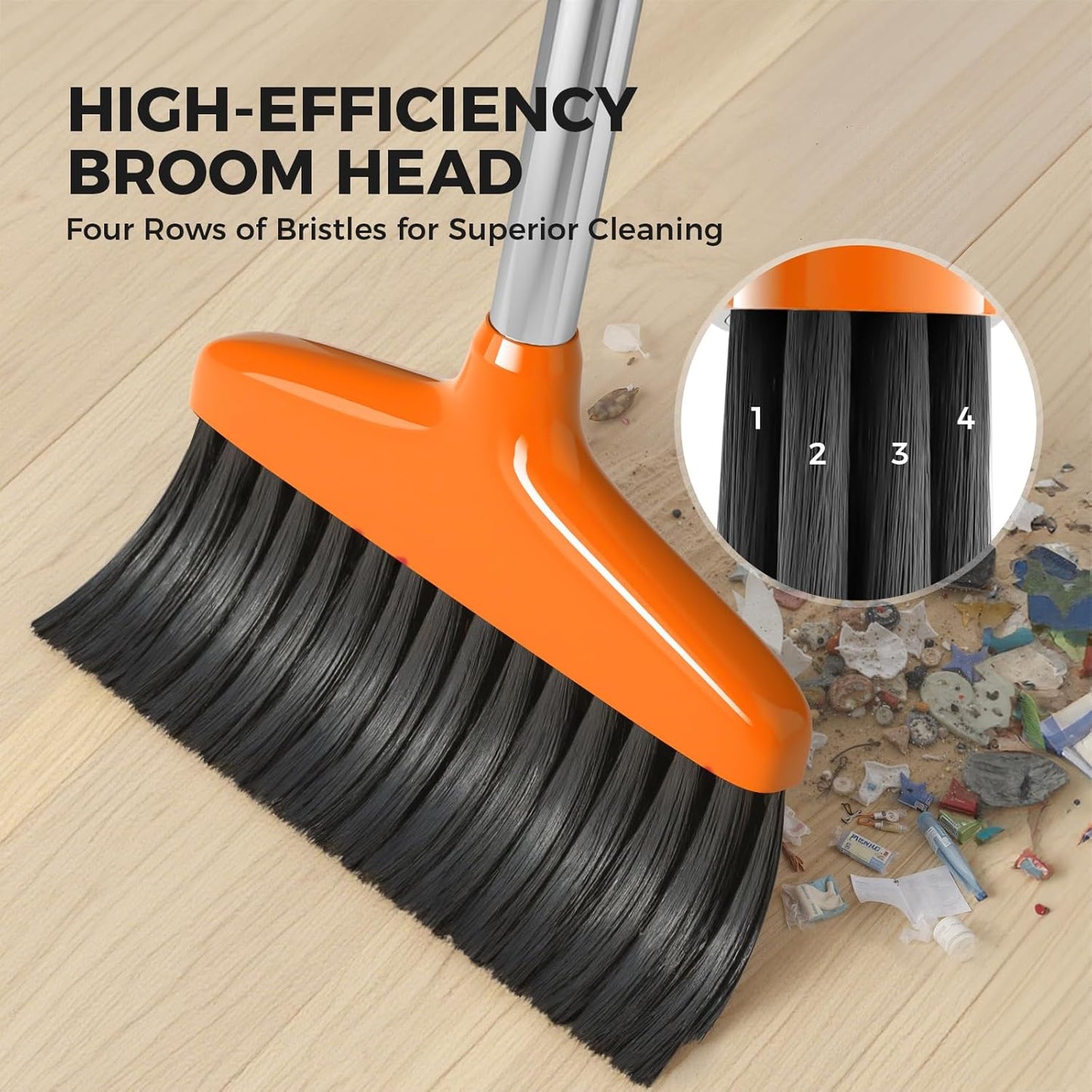 Handy Broom, Indoor/Outdoor Brooms, Duty Kitchen Broom, for Home Garage Kitchen Office Courtyard Lobby Patio Lawn Concrete (1, Red)