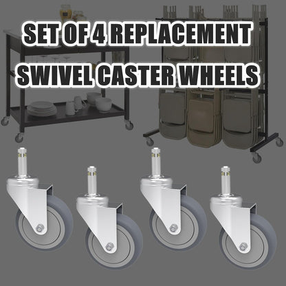 RILIDRI 3-Inch Swivel Stem Caster for Rubbermaid Mop Bucket Utility Cart, 7/16-Inch Stem Diameter Rubber Wheel Set of 4, Heavy Duty TPR Weber Grills Shop Vac Replacement Wheels