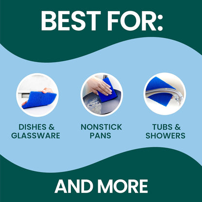 Scotch-Brite Zero Scratch Scouring Pad, Effective + Gentle Dish Scrubber for Household Cleaning, 3 Scrub Pads for Dishes, Nonstick Pots and Pans, Glass, Tubs, Showers, Reusable & Durable