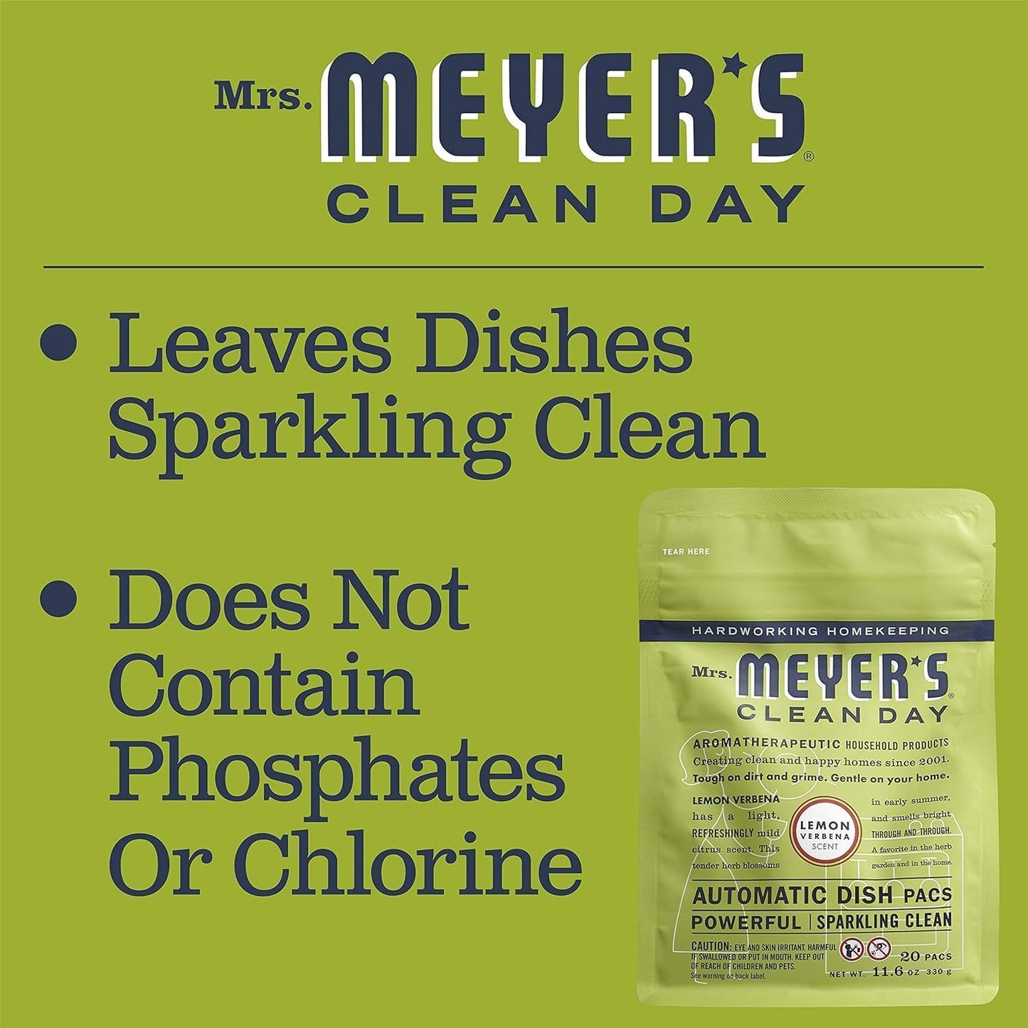 Mrs. Meyer's Automatic Dish Pillow Lemon Verbena 12.7 OZ, 20 CT.