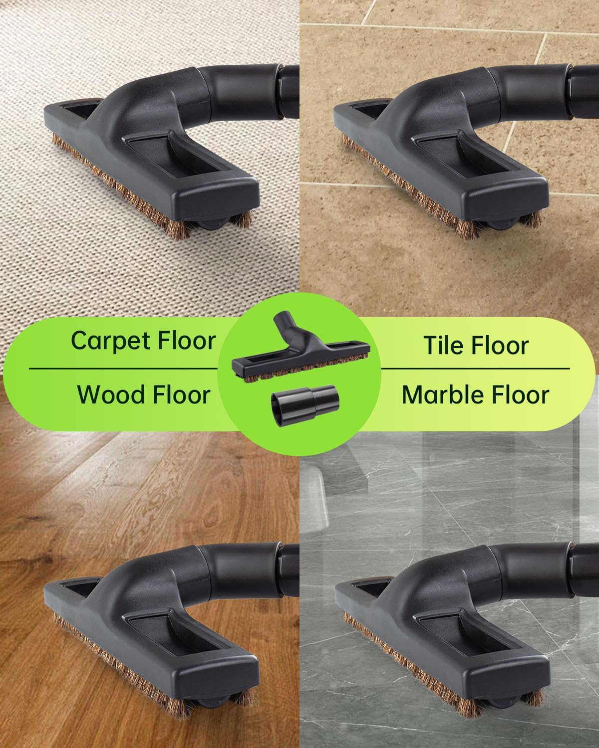 For Shark Vacuum Attachments, Round Horse Hair Vacuum Brush Attachment For Shark Vacuum Brush Attachment With 1-1/4” To 1-3/8” Adapter, For Dusting Car Seats & Upholstery, 3 Pack