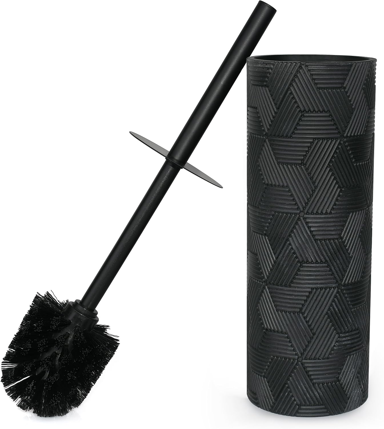 White Floral Branches Design Resin Toilet Bowl Brush and Holder Set, Elegant Bathroom Cleaning Tool with Durable Bristles, Compact and Functional