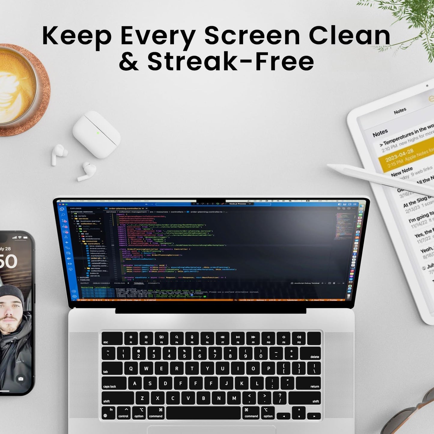 EVEO® TV Screen Cleaner Spray (Streak-Free) TV Screen Cleaner for Smart TV, LCD, LED, OLED | Computer Screen Cleaner Spray and Wipe Microfiber Cloth for TV, Monitor, Laptop, iPad, Car, Tesla & More