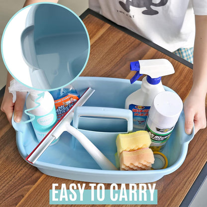 Cleaning Supplies Caddy, Household Tools Organizer with Handle, Large Plastic Bucket, Portable Shower Basket Tote, Gray