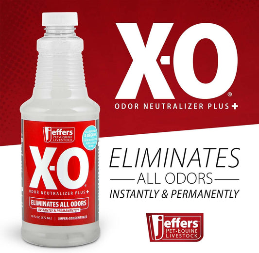 Jeffers X-O Pet Odor Neutralizer Plus & Cleaner Concentrate, 16 oz - Non Enzyme, Multi-Surface Deodorizer with Light Fresh Scent for Dogs, Cats, Horse & People, Urine Odor Remover, Makes 1 Gallon